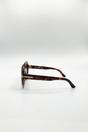 Brown Bold Round Oversized Sunglasses In Tortoiseshell, Image 3 of 5