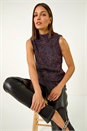 Multi High Neck Fluffy Tinsel Knit Top, Image 1 of 6