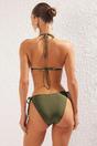 Khaki WOVCOR Khaki Triangle Bikini Set with Bead Detail and Tie Side Bottom, Image 3 of 3