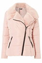 Pink Faux Fur Collar Padded Biker Coat, Image 5 of 5