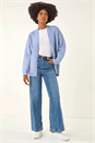 Light Blue  Waffle Knit Cardigan, Image 2 of 6
