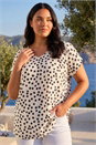 Ivory Curve Spot Print Cocoon Stretch Top, Image 1 of 4