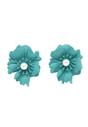 Dark Green AVANT-GARDE PARIS Dark Green Floral Pearl Stud Earrings In Light Pink, Image 1 of 5