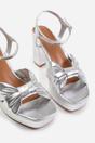 Silver 'Madon' Mid Block Heel With Plaftorm And Bow Detailing, Image 3 of 4