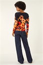 Navy  Hotfix Floral Print Knit Jumper, Image 3 of 5