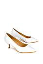 White XY LONDON White 'Gwyneth' Pointed Toe Mid Stiletto Kitten Heel Court Shoes, Image 4 of 4