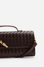 Dark Brown Petal Envelope Style Woven Clutch Bag, Image 6 of 8