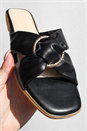 Black PU Cross-Over Strap Sliders, Image 1 of 4