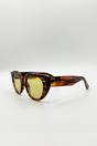 Brown SVNX Brown Round Stripe Cat Eye Sunglasses In Brown Yellow, Image 3 of 4
