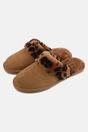 Brown "Bracken Leopard" Sheepskin and Suede Slippers, Image 2 of 2