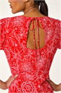 Red Floral Midi Tea Dress, Image 5 of 5