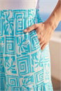 Turquoise Palm Tile Print Tiered Palazzo Trouser, Image 4 of 4
