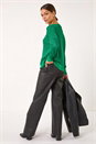 Green V-Neckline Sparkle Knit Jumper, Image 1 of 5
