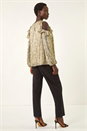 Stone Snake Print Frill Cold Shoulder Top, Image 3 of 5