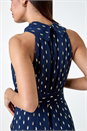 Navy  Metallic Foil Spot Halter Neck Midi Dress, Image 5 of 5