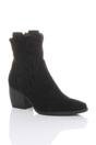 Black AJVANI Black Mid Cuban Heel Pointed Toe Western Cowboy Ankle Boots, Image 1 of 4