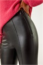 Black Faux Leather Stretch Legging, Image 5 of 5
