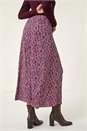 Bordeaux Spring Leaf Stretch Midi Skirt, Image 4 of 5