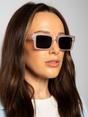 Pink Square Frame Sunglasses in Matte Pink with Black Lenses, Image 6 of 6