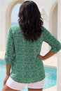 Green Curve Spot Print Notch Neck Top, Image 3 of 4
