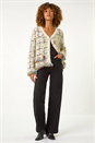 Ivory  Textured Fringe Knit Cardigan, Image 2 of 4