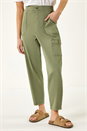 Sage Petite Cotton Cargo Stretch Trousers , Image 4 of 5