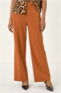 Rust Wide Leg Stretch Trousers, Image 4 of 7