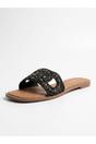 Black Maud Embellished Woven Knot Flat Sliders, Image 1 of 5