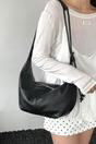Black Crescent Shoulder Bag With Flower Charm, Image 2 of 3