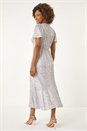 Silver Sequin Frill Hem Midi Dress, Image 3 of 5