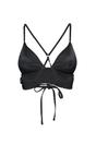 Black Textured Push Up Triangle Bikini Top with Supportive Underband, Image 3 of 5