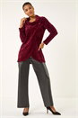 Wine Chenille Cowl Neck Tunic Top, Image 3 of 6