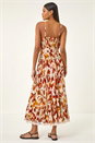 Rust Abstract Tassel Trim Maxi Dress, Image 3 of 5