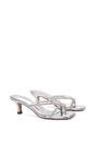 Silver XY LONDON Silver 'Megan' Toe Post Heeled Mules With Crystal Details, Image 3 of 6