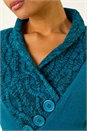 Teal V-Neck Overlap Button Detail Longline Jumper, Image 5 of 5