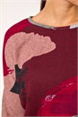 Maroon Abstract Print Banded Hem Top, Image 5 of 5