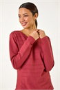 Rust Button Detail Ribbed Jumper, Image 1 of 5