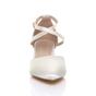 Ivory Mid Block Heel Crossed Strap Pointed Toe 2 Part Heels, Image 6 of 6
