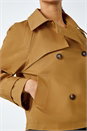 Tan Cotton Blend Cropped Stretch Trench Coat, Image 5 of 5