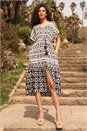 Ivory Aztec Button Down Midi Dress, Image 1 of 6