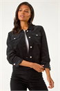 Black Corduroy Pocket Detail Stretch Jacket, Image 4 of 5