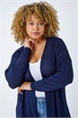 Navy  Curve Longline Cardigan , Image 4 of 5