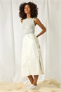 Natural  Dusk Cotton Denim Side Split Midi Skirt, Image 7 of 7