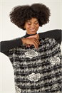 Black Plaid Rose Detail Knit Jumper, Image 4 of 5