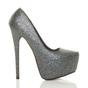 Black High Heel Platform Court Shoes, Image 2 of 6