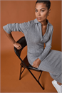 Grey Collar Ribbed Knit Midi Dress, Image 7 of 7