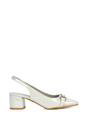 Light Grey XY LONDON Light Grey 'Selena' Slingback Mid Heels With Square Toe, Image 1 of 6