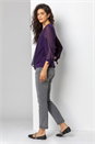Purple Necklace Trim Jersey 3/4 Sleeve Chiffon Top, Image 2 of 5