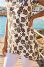 Neutral Floral Print Hanky Hem Top, Image 4 of 4