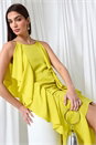 Lime Dipped Hem Ruffle Detail Midi Dress, Image 3 of 6